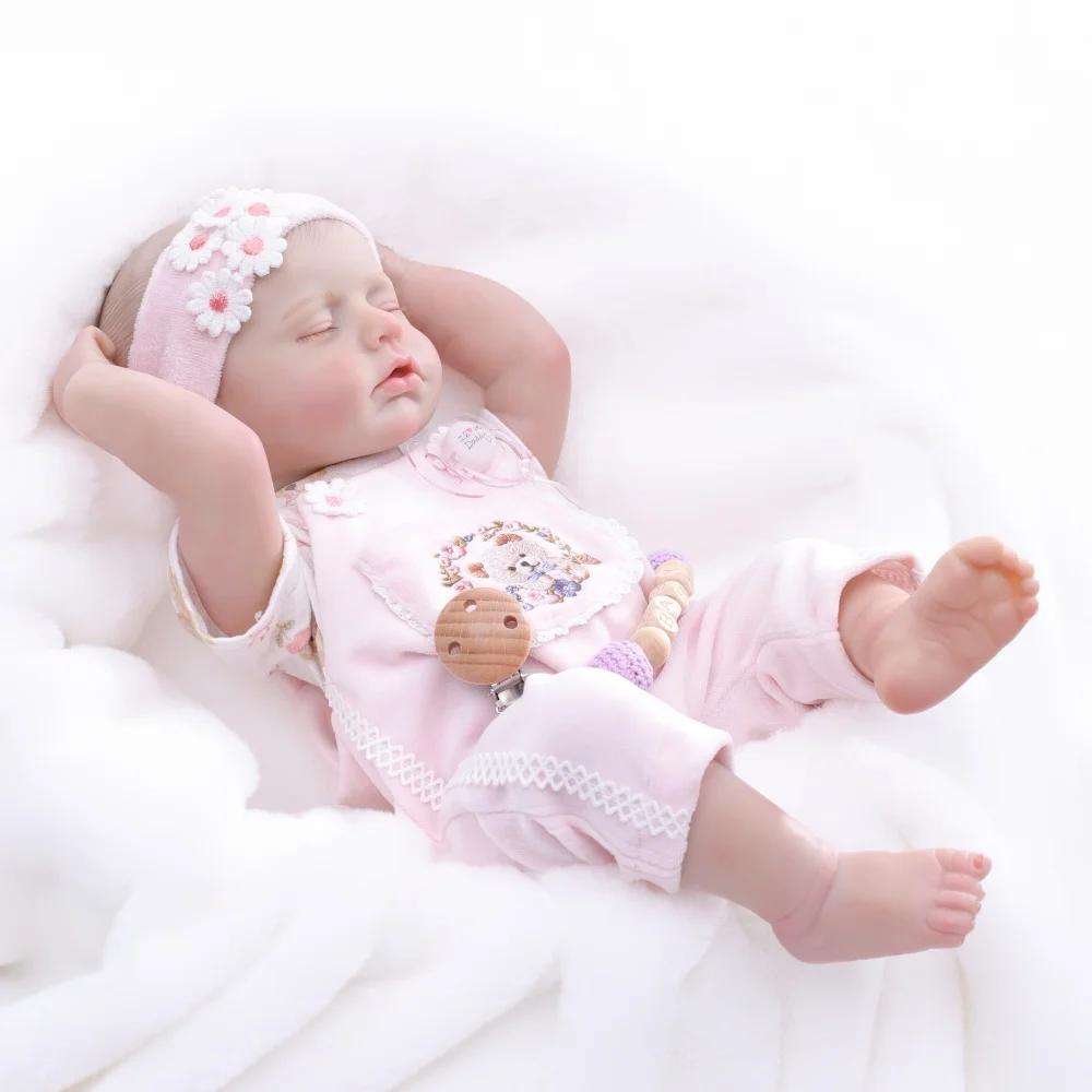 

Cloveray 20 inch Full Body Vinyl Realistic Reborn Baby Doll 47cm Lifelike Vinyl Doll Handmade High Color Toys Kid Xmas Gift