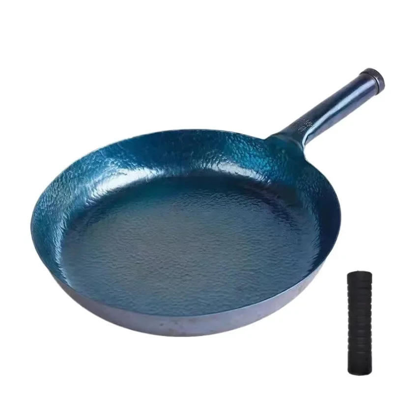 26/28/30Cm Ijzeren Koekenpan, Inductie Compatibel, Chinese Traditionele Gehamerde Pan Blauw Koken Wok Keuken Kookgerei