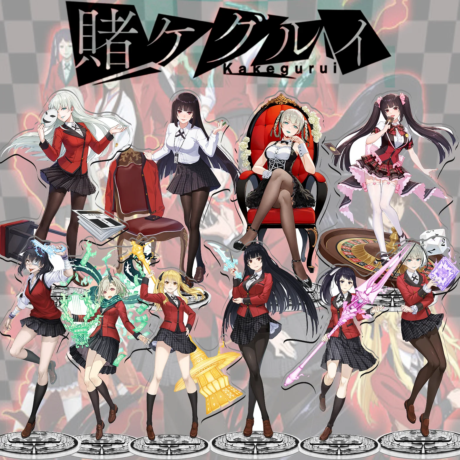 Kakegurui Anime Acrylic Stand - Mary Saotome & Yumeko Jabami, Manga Inoshishi Plate, Cosplay Prop, Cartoon Collectible, Gift for