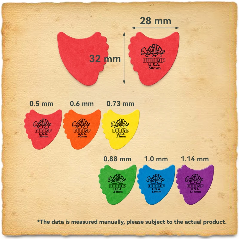 Dunlop Guitar Pick 414R TORTEX Fin Pick 0.5/0.6/0.73/0.88/1.0/1.14 mm Original USA Guitar Accessories