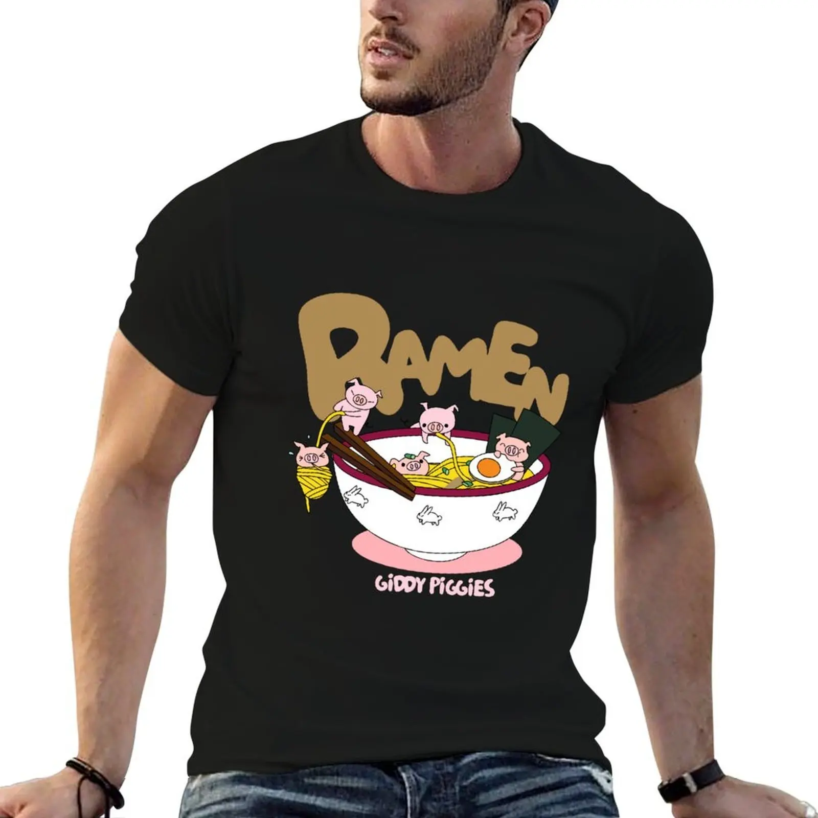 Giddy Piggies Ramen Time T-Shirt cotton t shirts high quality essential t shirt anime t shirts for man T-shirt
