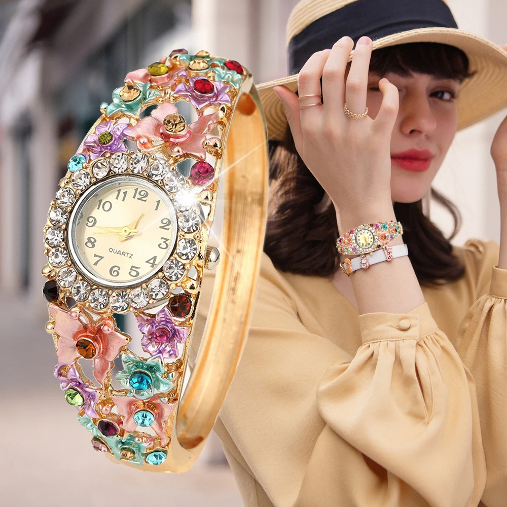 Women Watches Top Brand Luxury Diamonds Bracelet Elegant Ladies Dresses Wristwatches Fashion Rhinestone Clock Relogio Feminino