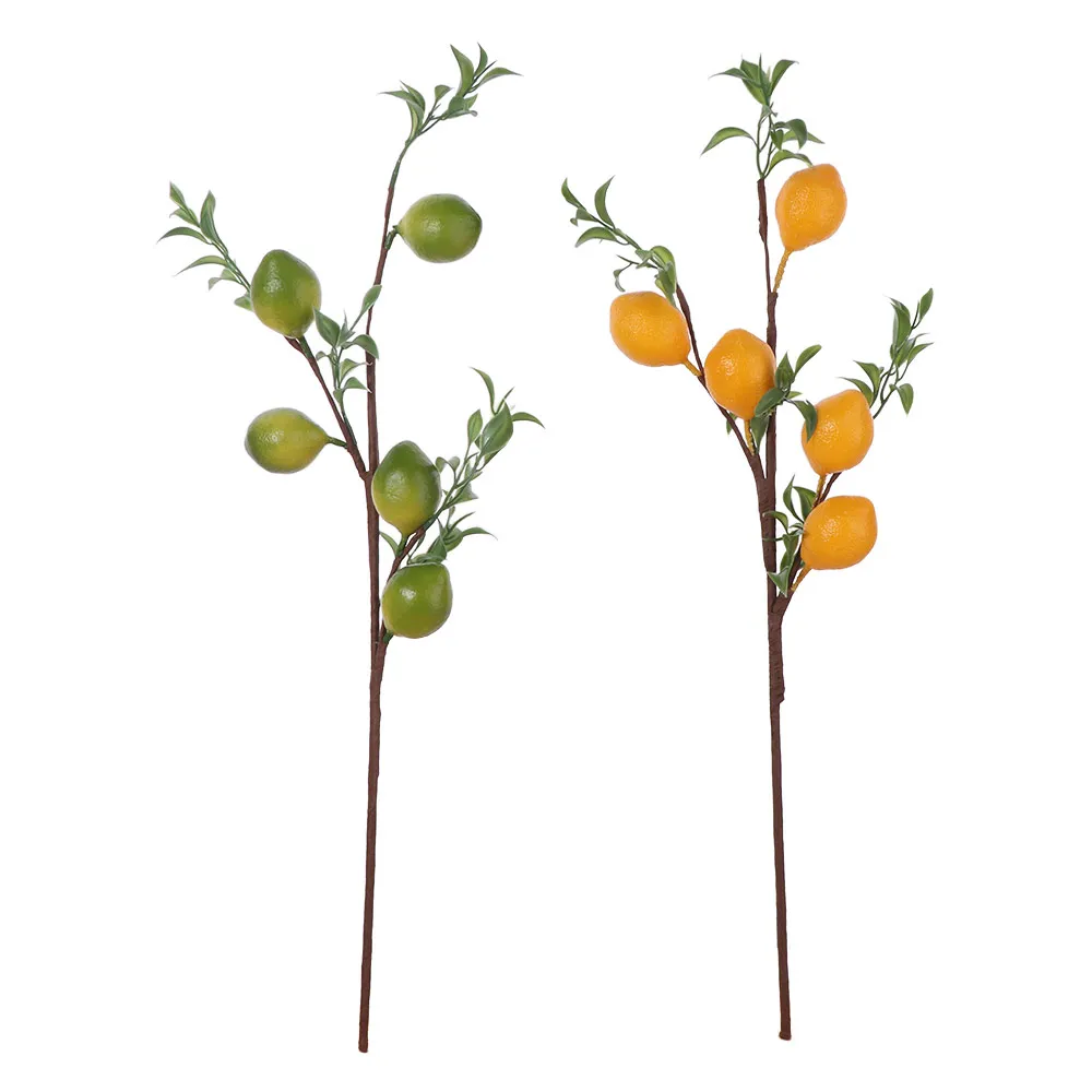 Plastic Artificial Lemon Branch Green Plants Realistic Simulation Lemon Fruit Tree DIY European Style Fake Plants