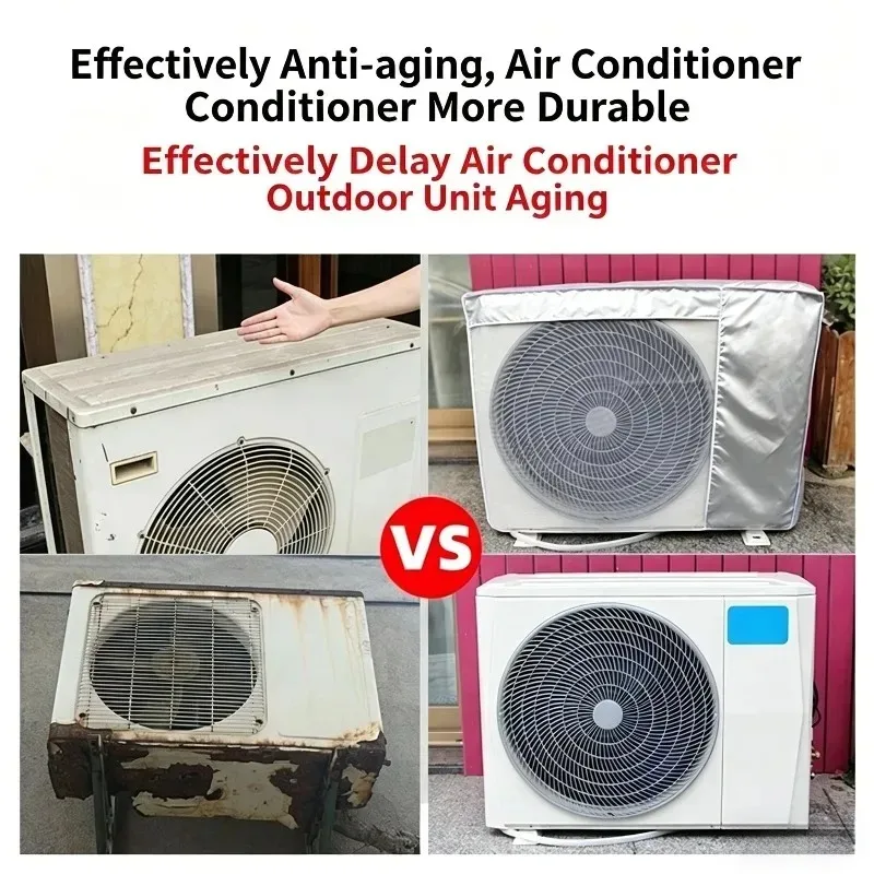 Waterproof Anti-aging Fabric AC Outdoor Unit Cover Sunproof Dustproof Windproof Snow Resistant Air Conditioner Protective Cover