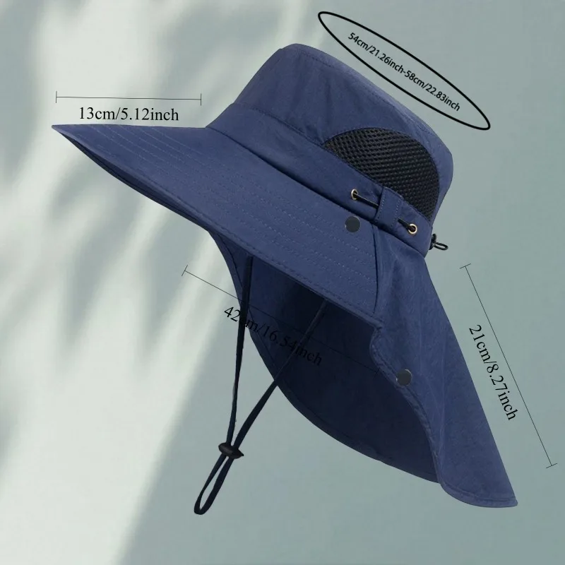 Outdoor bucket hat, high-end hat, summer visor hat, shawl hat, neck protector, breathable and fashionable. Due to different production batches, the color of the rope is randomly shipped.