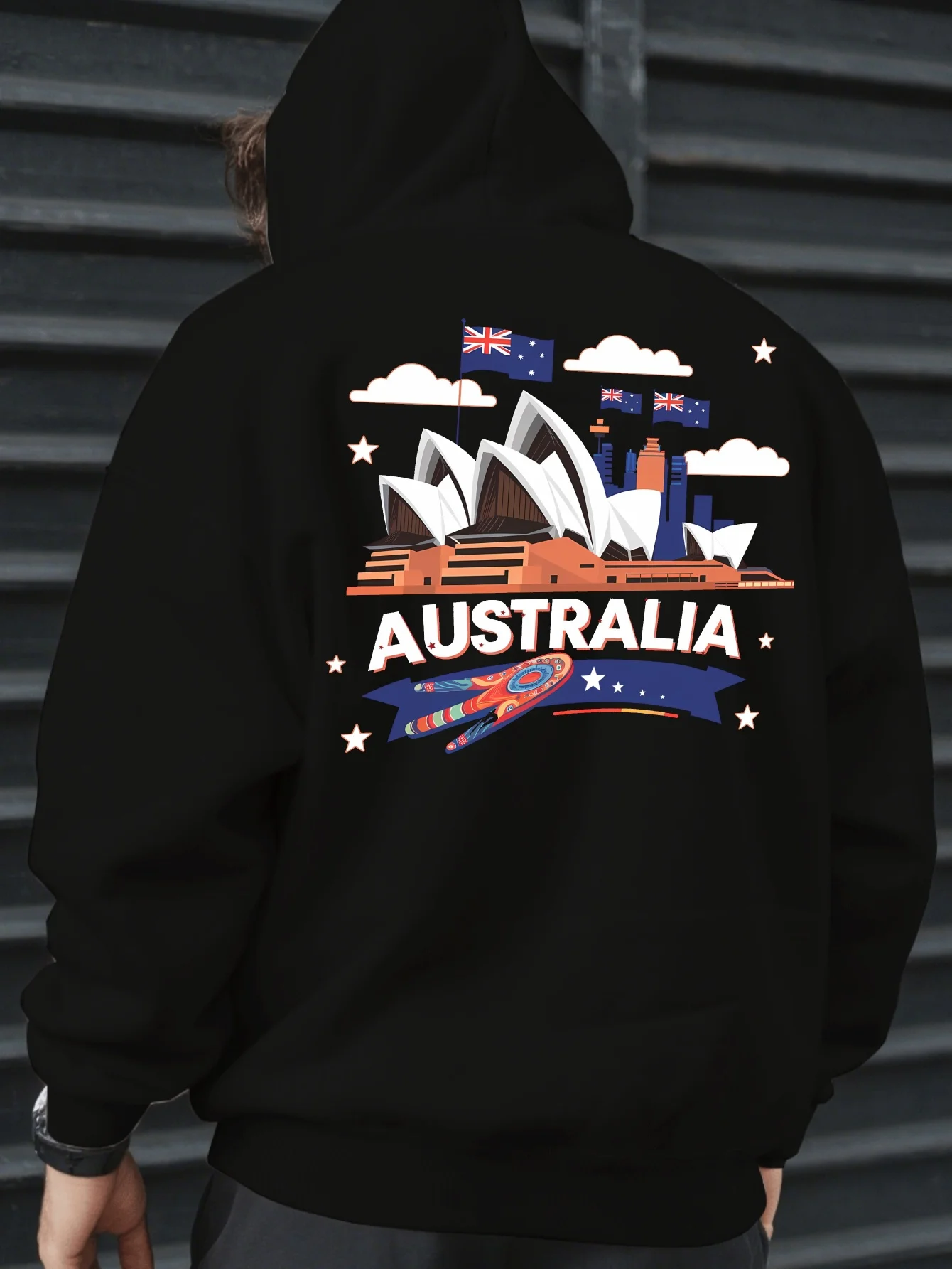 Cool Street Style Fashion Print Men Hooded Sweatshirt Autumn Winter Daily Outdoor Sports Loose All Build Fitness Leisure Warm
