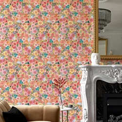 Pink Floral Vinyl Peel And Stick Wallpaper Chic Flowers Waterproof Kitchen And Bathroom Wall Decor Elegant Cabinet Sticker