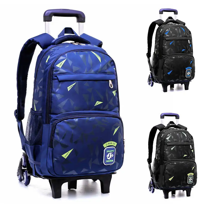 High-capacity on 2/6 Wheels Waterproof Luggage Rolling Bag Student Shoulder Backpack Detachable Children Rolling School Bags