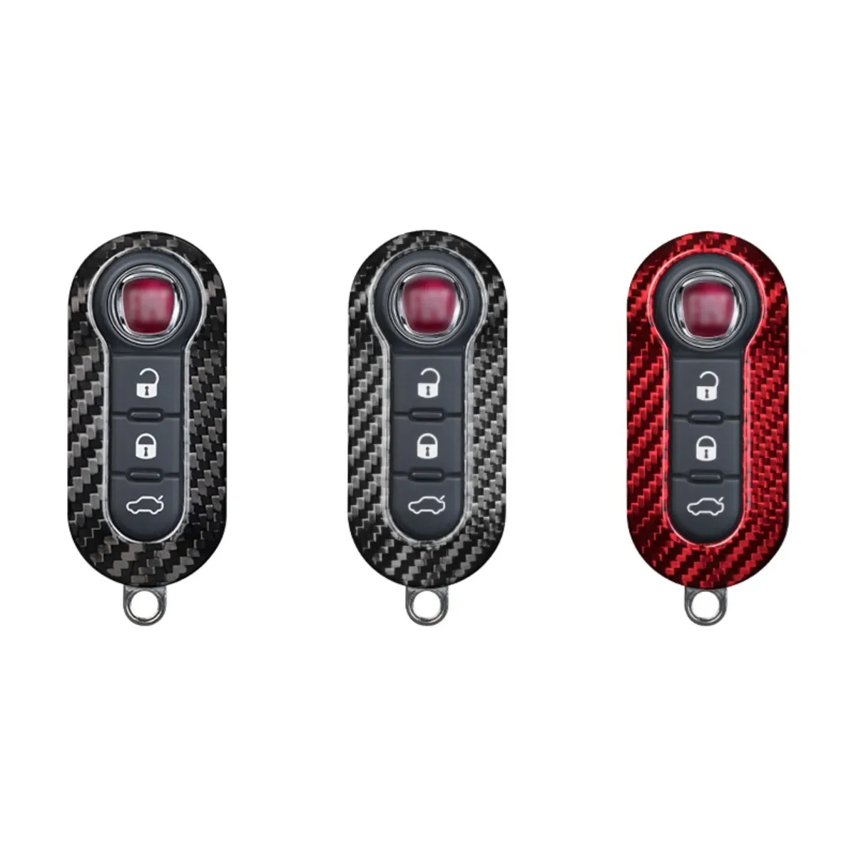 T-carbon Carbon Fiber Car Key Case Cover For Fiat Freemont 500 500L Panda Punto Bravo 3 Button Key Case Fob Car Accessories