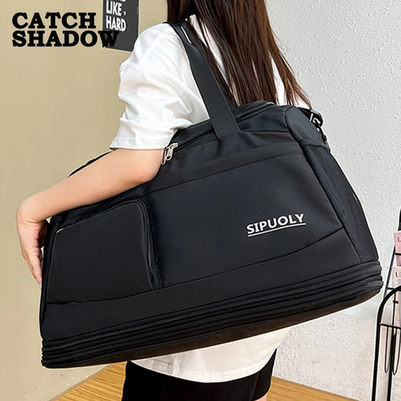 Bolsa de viagem dupla expansão para mulheres e homens, sacola de cores contrastantes, grande capacidade, sacos crossbody, Oxford impermeável, Weekend Bags