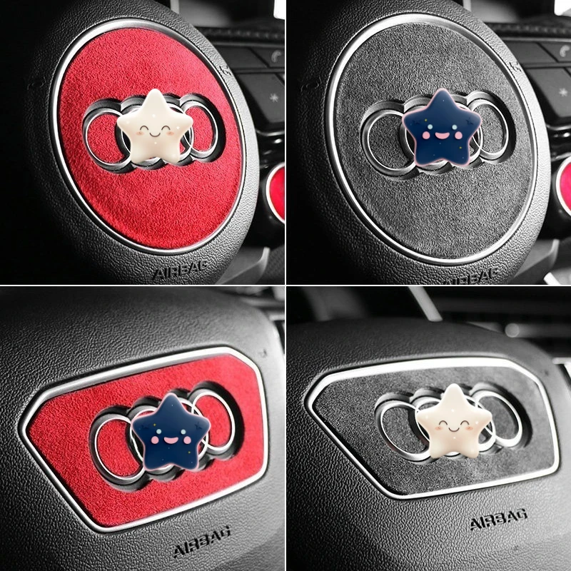 For Audi A7 A4 B6 B7 A6 C7 A3 8P 8V A8 S6 S7 S8 Q3 Q5 S3 RS3 TT Suede Steering Wheel Panel Sticker Emblem Decoration Accessories