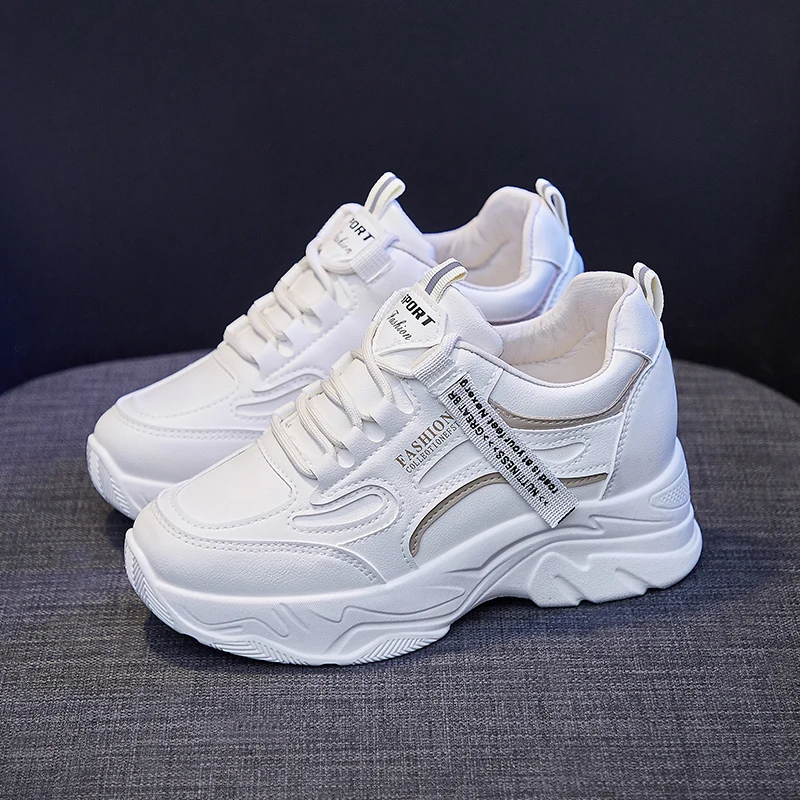 2022 new Brand Wedge Shoes Fashion designers white Sneakers Women leather thick-soled tennis Sports shoes woman Zapatillas Mujer