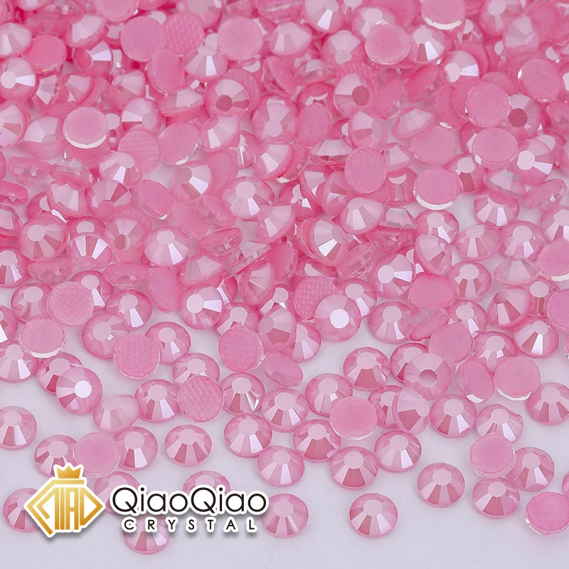 QIAO Mocha Pink Luster Hot-Fix Rhinestones Neon Glass SS6-SS30 Crystal Flatback Strass Stones For Garment DIY Crafts Decoration