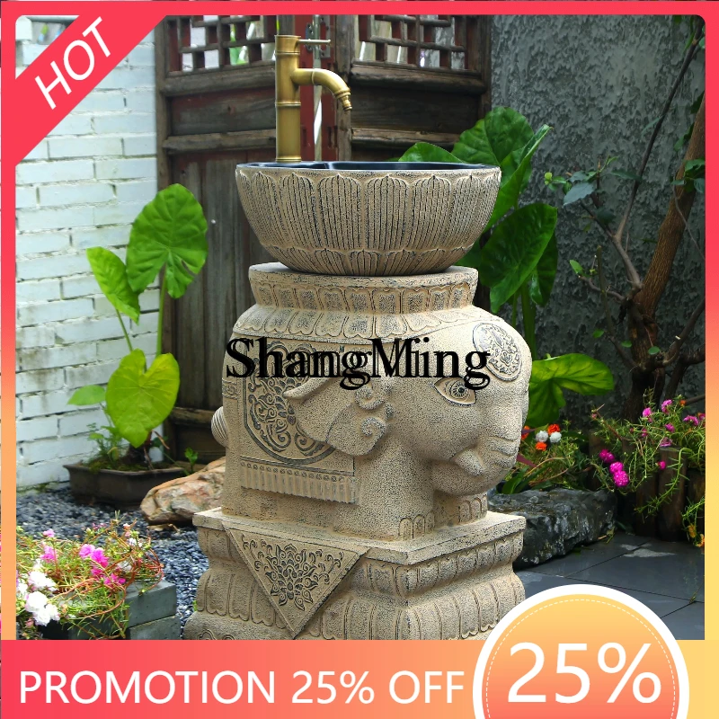 

SM wash basin courtyard sink basin outdoor garden elephant sink balcony watering faucet imitation stone