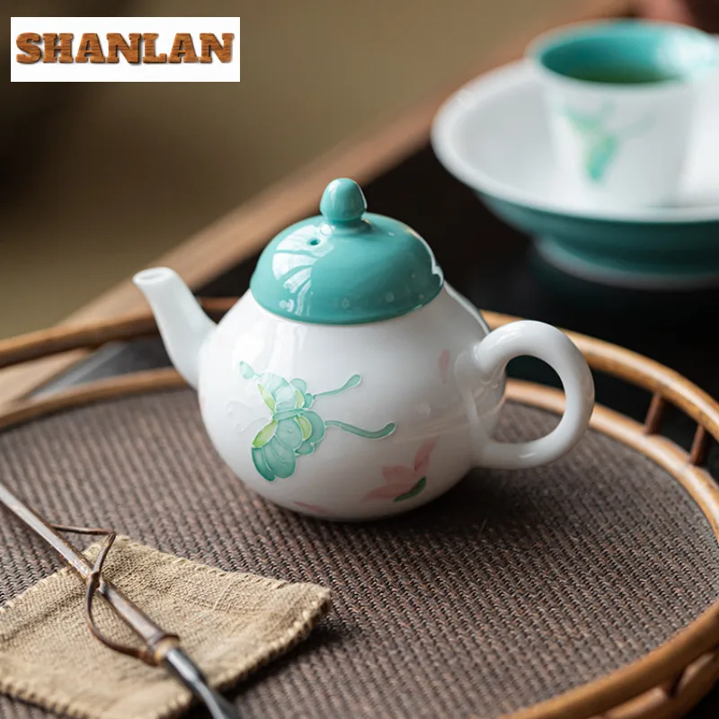 

130ml Hand-painted Butterfly Pear-shaped Teapot Zen Tea Infuser Pot Tea Making Kettle With Ball Hole Chinese Tea Set Collection