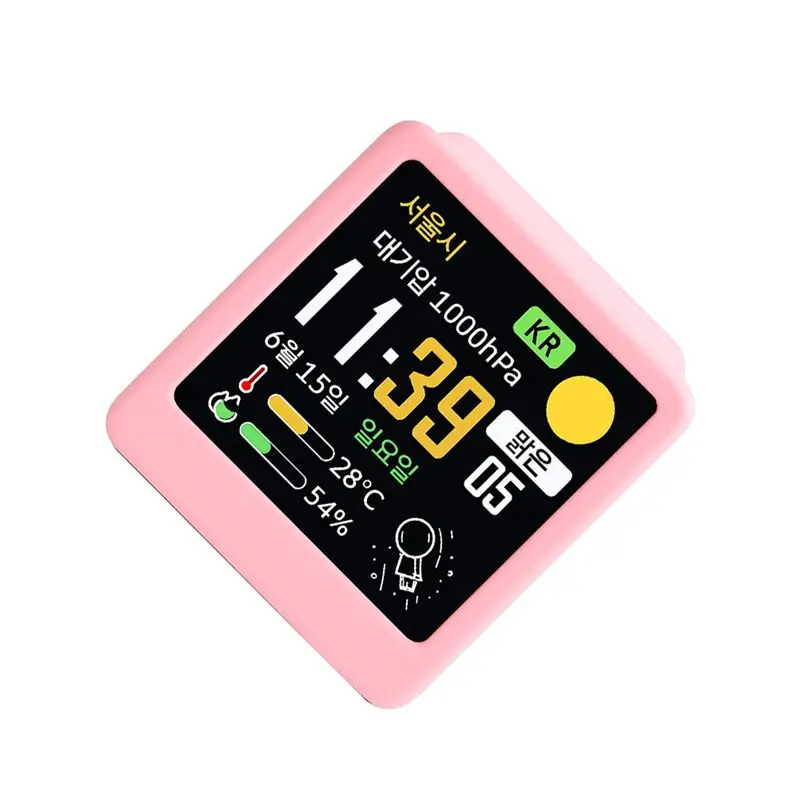 AT63-Korean Smart Desktop Weather Station Wifi Enabled Portable Display With Temperature, Humidity, Time, Alarms Clock Decoratio