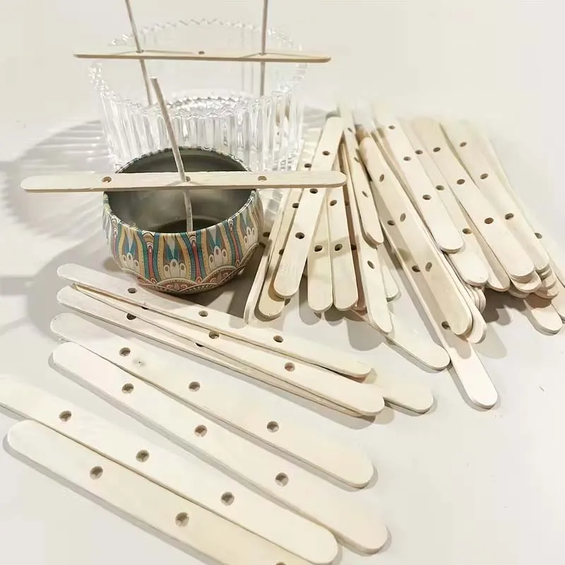 10/20/50pcs Wooden Candle Wick Holders Candles Mold Fixed Bracke Porous Wooden Holders Centering Device Bar for Candle Making