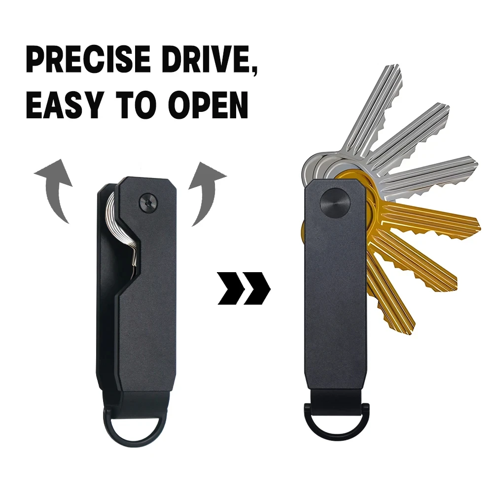 Mens Key Organizer Compact Metallic Key Holder Minimalist Innovative Keyholder Smart Keychain Secures 2-6 Keys 2024 Newest