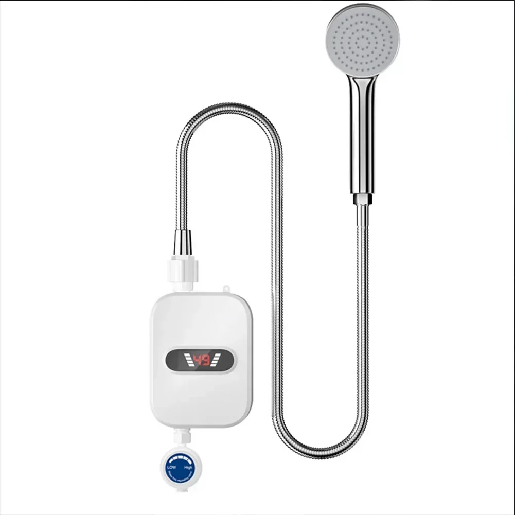 Hot Water Shower Electric Heater ABS+Metal Easy To Install Safety Heater US 110V/EU UK 220V White 3000W Efficient