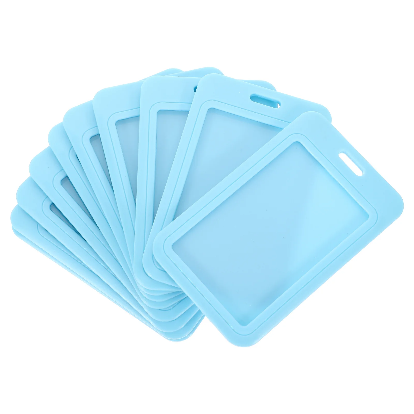 

10pcs Sliding Id Badge Holder Plastic Card Sleeve For Id Credit Bus Cards Visible Protective Hard Shell Abs Pet Keychain
