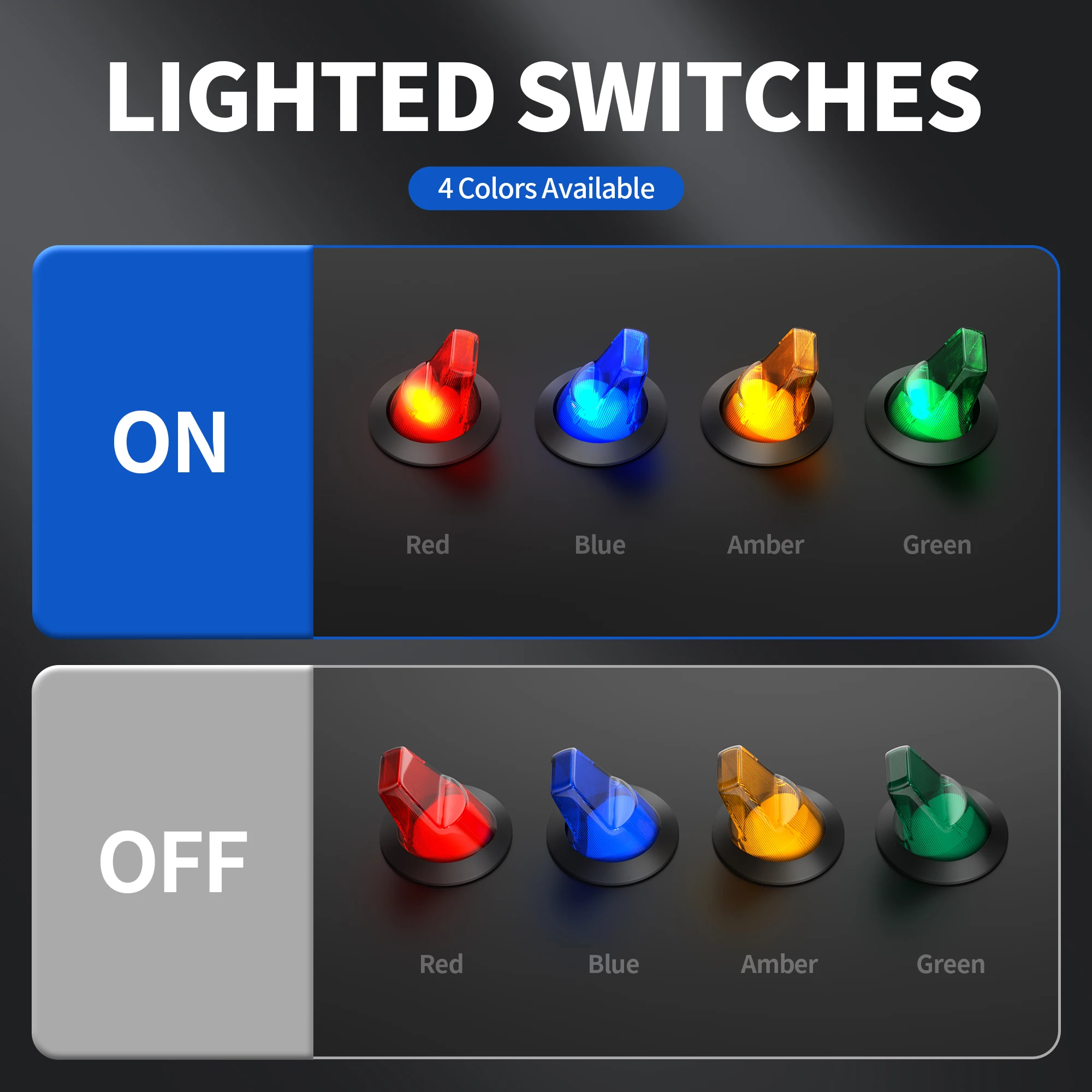 4PCS Lighted Rocker Toggle Switch 12V 20A ON/Off 3 Pin Round LED Illuminated Mini Toggle Switch SPST Switch for Automotive Car