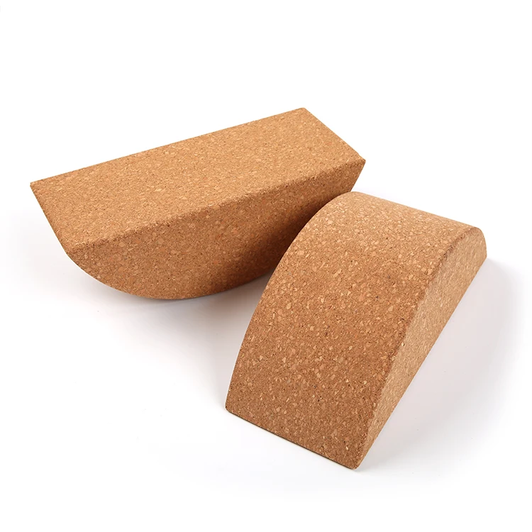 Customized LOGO Custom High Density Resilient Semicircle Eco-friendly Natural Cork Yoga Blocks for Improving Balance