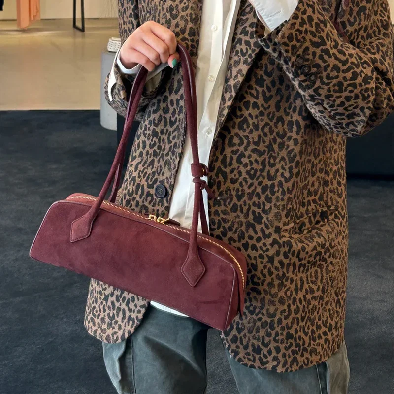 

Suede Shoulder Bag Women's 2026 New Autumn and Winter French Sausage Bag Solid Color Handbag Long Handle Armpit Bag