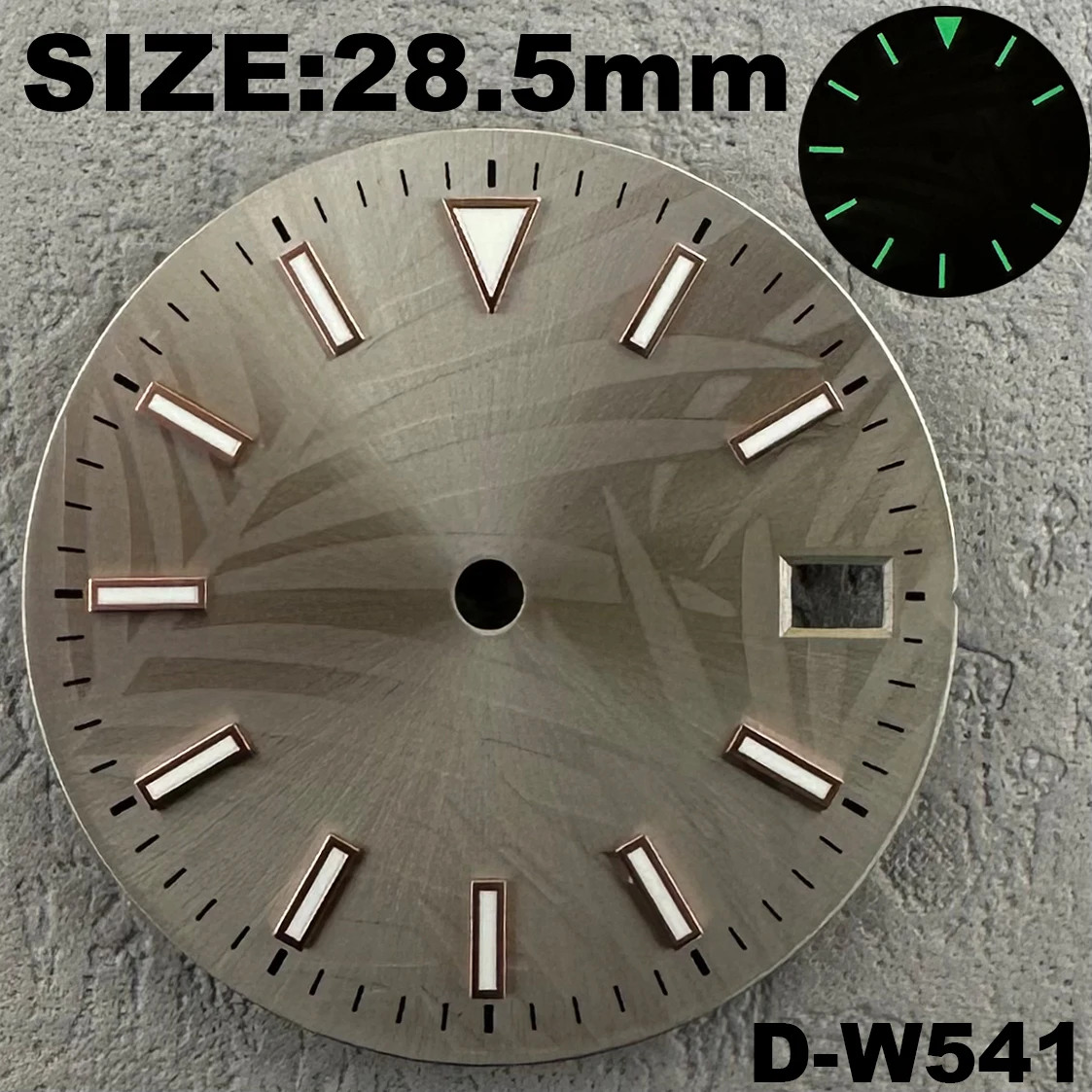 28.5mm orologio foglia modello quadrante logo personalizzato quadrante diamantato quadrante luminoso verde accessori per orologi per movimento NH35/ NH36