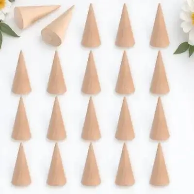 

20Pcs Wood Cone Rings Holder Ring Display Stand Finger Jewelry Organizer Showcase Rack for Home Shop Use Wood Cone