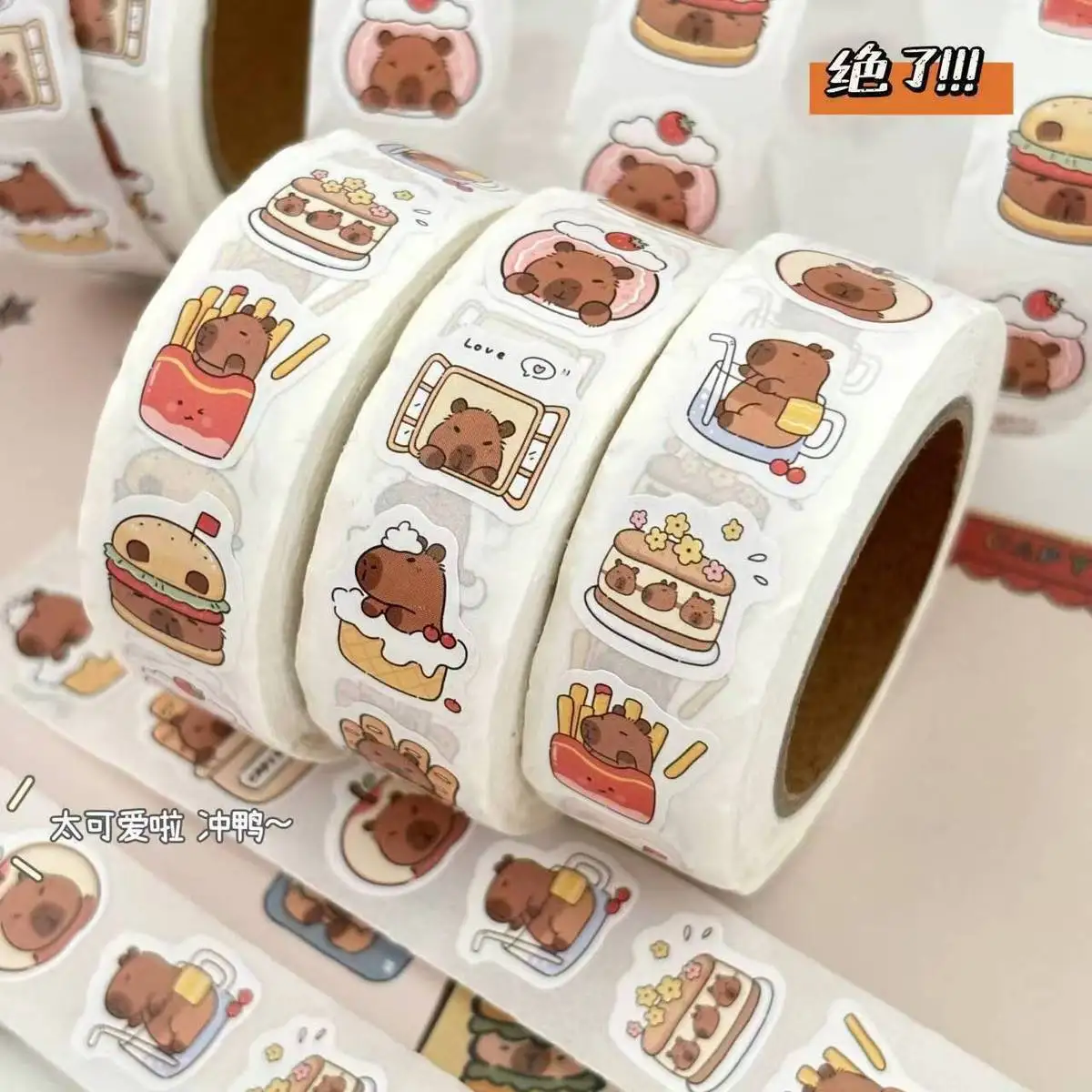 500 قطعة من ملصقات تزيين حساب اليد كابيبارا الكرتونية اللطيفة للأطفال، ملصق لاصق ذاتي الصنع #6