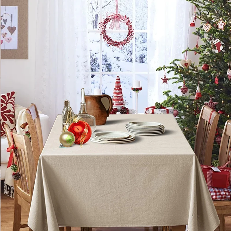 Christmas Plain Texture Tablecloth Suitable for Living Room, Dining Room Party Home Decoration 1PC