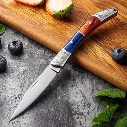 Portable Folding Pocket Knife Stainless Steel Pocket Knife Color Block Acrylic Steel Handle Folding Knife