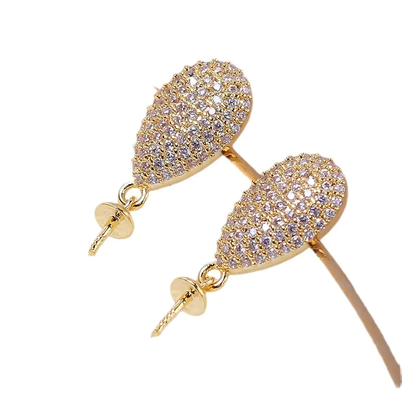 1 Pair E317 Gold Plated Copper S925 Silver Needle Pearl Stud Earrings Findings Jewelry Making DIY Jewelry Accessories