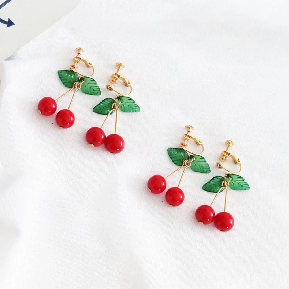 

Cherry Shape Earrings for Women Small Fresh Stud Earings Trendy Fruit Design Long Lasting Material Birthday Gifts