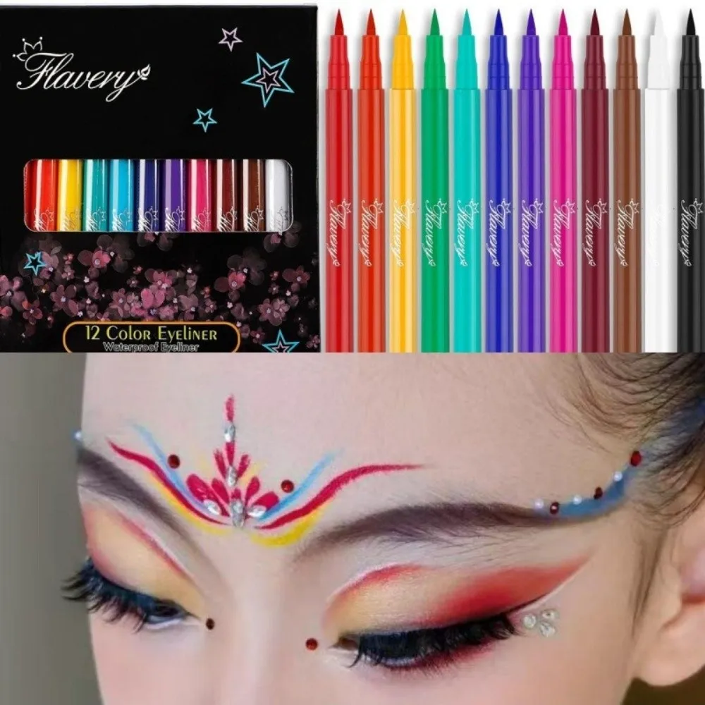 12 Colors Set Precision Tip Matte Liquid Eyeliner Smudgeproof Easy Application Colorful Eyeliner Pencil Neon Colors view 4