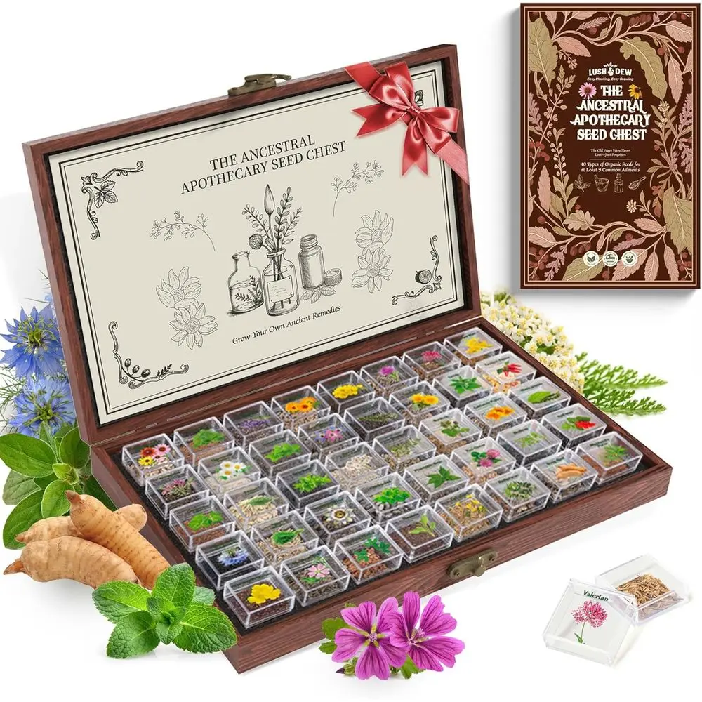 Survival Seed Kit: 36,000+ Non-GMO Herb Garden Seeds for Men & Women, 40 Varieties, Ideal for Raised Beds & Windowsills