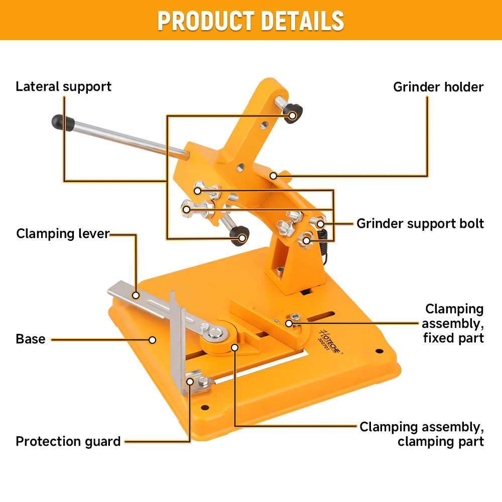 Hoteche Multi-functional Angle Grinder Stand Holder DIY Cuting Wood Steel Pipe Grinding Cuting Machine Support Power Tool Sets