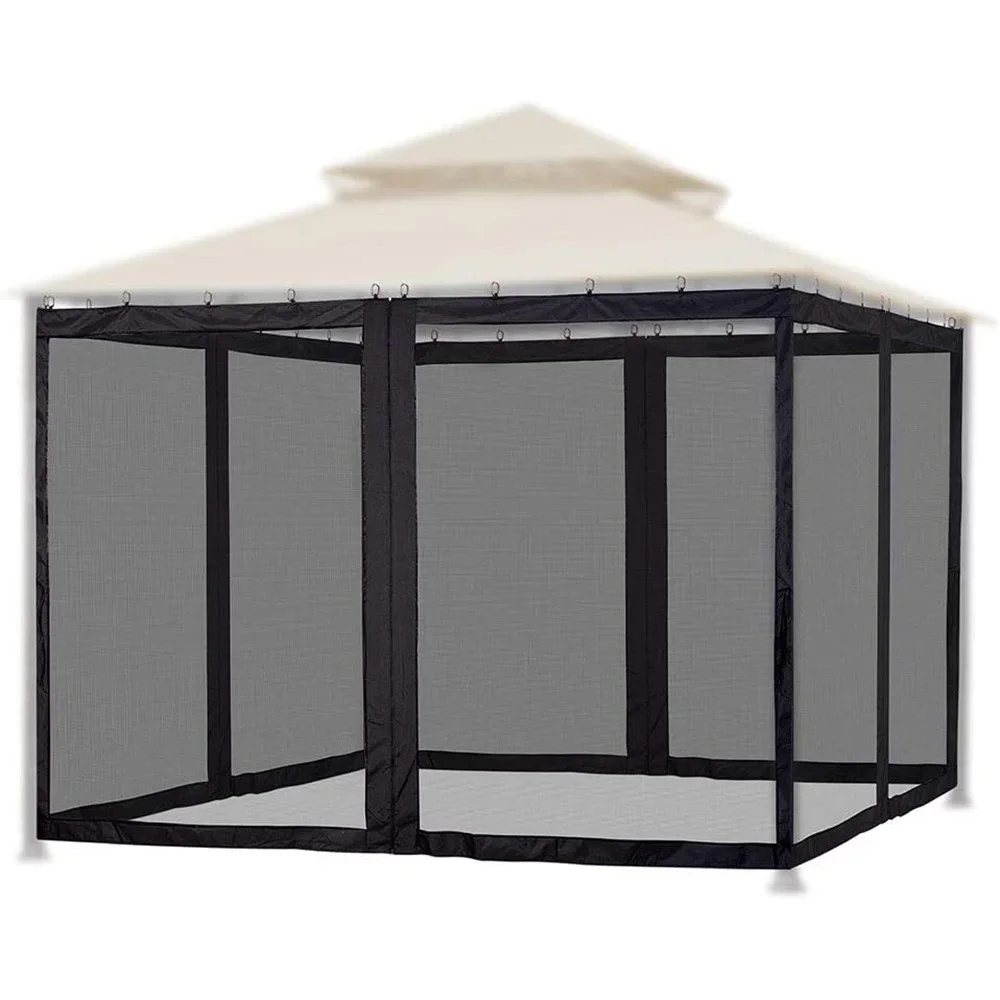 Gazebo Universal Replacement Mosquito Netting Outdoor Gazebo Tent Canopy 4-Panel Screen Walls with Zipper (Mosquito Net Only)