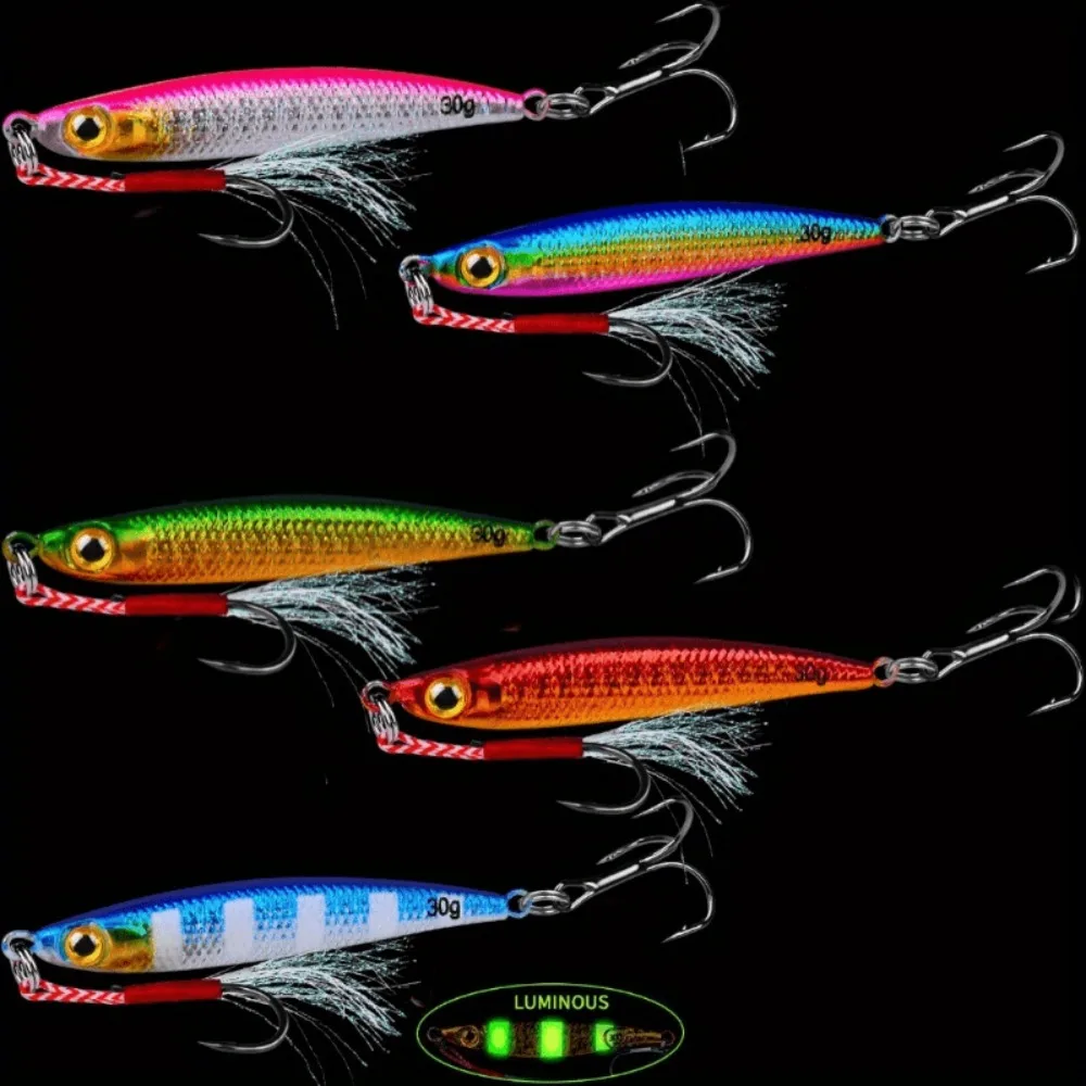Ackibbik 5 szt./zestaw 30g Metalowe Jigowe Przynęty Sztuczne Twarde Przynęty do Wędkarstwa Morskiego Jig 7g 10g 15g 20g 30g Przynęty Jigowe Akcesoria do Wędkarstwa Morskiego