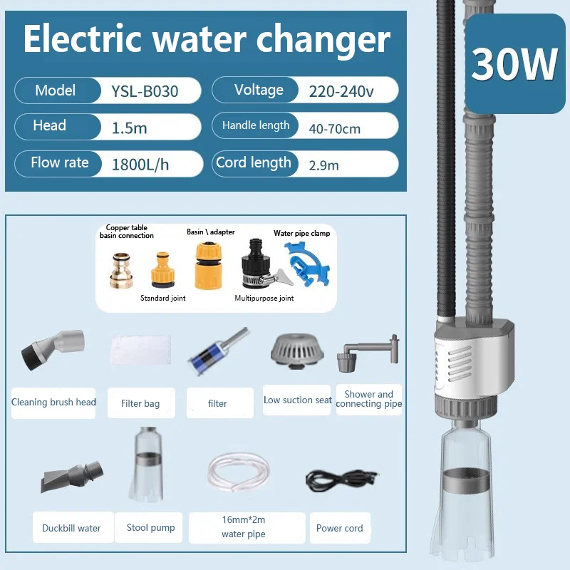 

Fish Tank Automatic Water Changer Sand Washer Turtle Tank Low Water Level Cleaning Tools Aquarium Siphon Cleaner Accessories