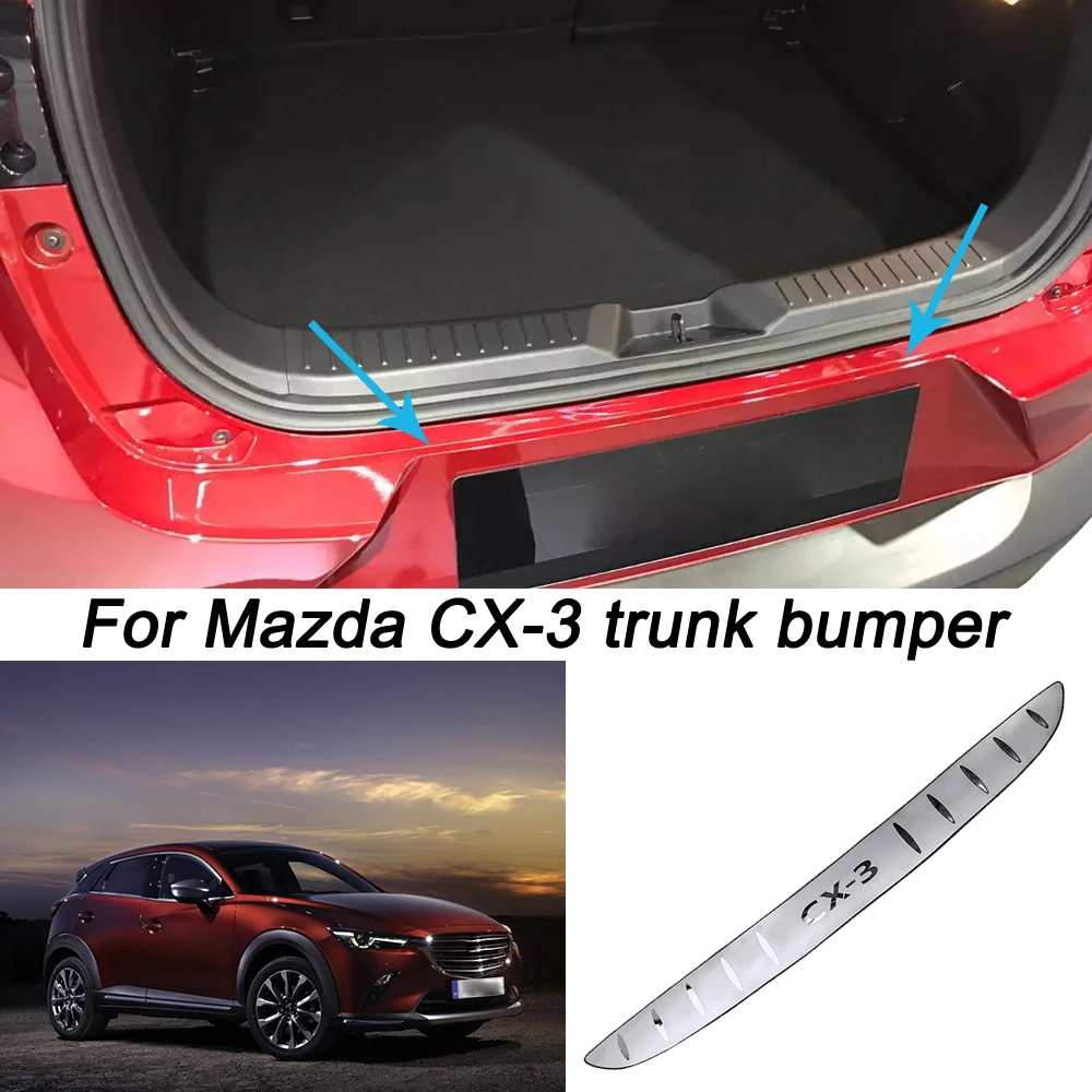 

For Mazda CX-3 CX 3 CX3 Trunk Trim Rear Bumper Protector Car Accessories Stainless Steel Door Sill Scuff Plate 2016-2020 2021