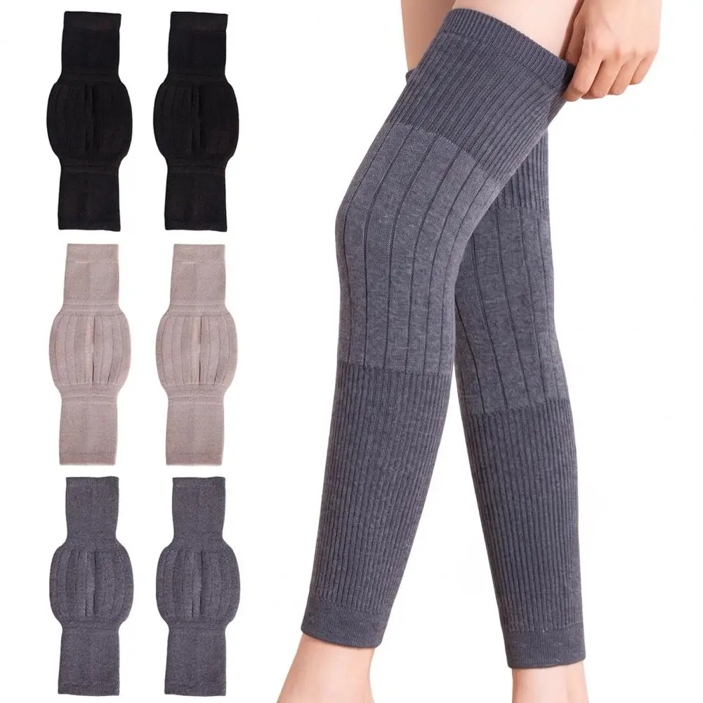 1 Pair Knee Brace Pads KneeCap Protector Wool Kneepad Leg Warmers Knees Elastic Lady Stockings Windproof Coldproof Leg