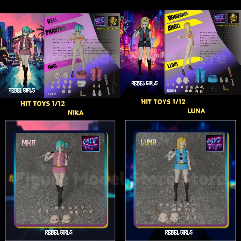 Hit Toys Rebel Girls 1/12 SHF Hell Phantom Nika Bulma Vengeance Angel Luna Android 18 Anime Actionfiguren Modelle Sammler