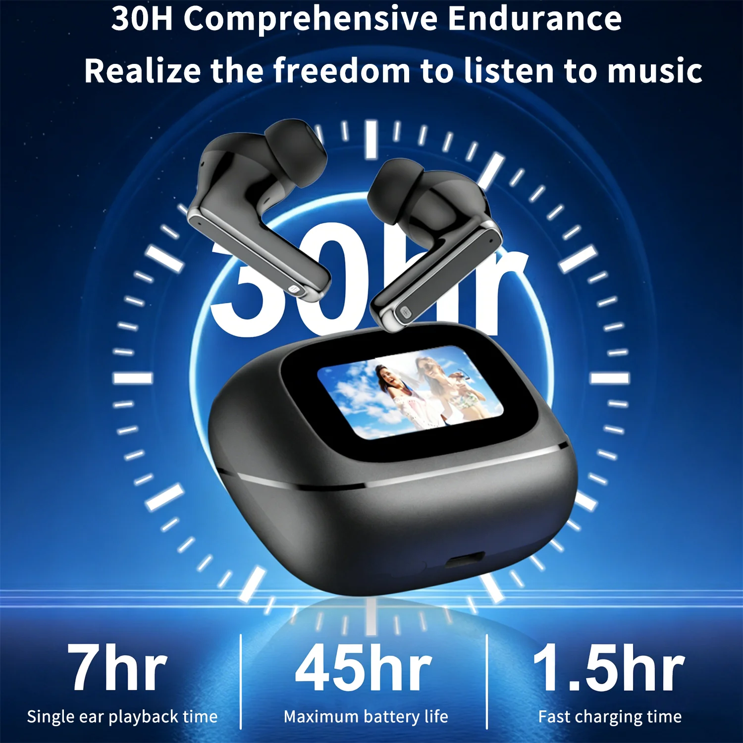 Touchscreen Bluetooth Headset Multi-functional Noise-Canceling Bluetooth 6.0 Earbuds Extended Battery Life In Ear Style