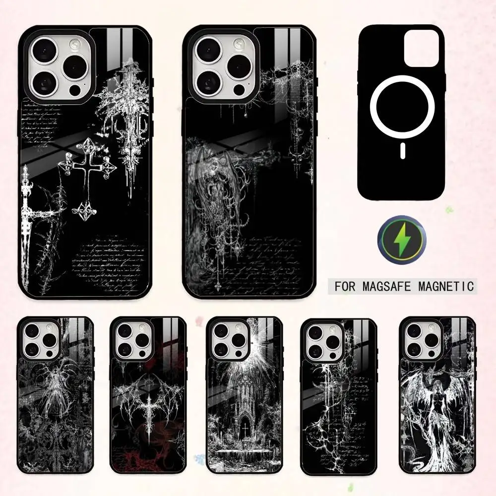 

G-Gothic C-Cyber S-Sigil Cross Phone Case For iPhone17,16,15,14,13,12,11 Plus,Pro Max Magnetic For Magsafe Wireless Charging