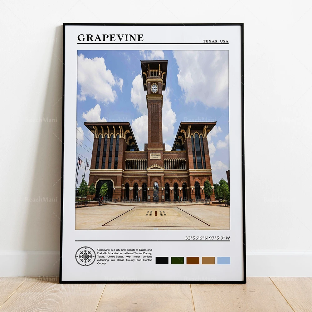 Collins, Corpus Christi, Dallas, El Paso, Fort Worth, Vines, Houston, McCarran Poster, Texas USA Travel Poster Canvas Print