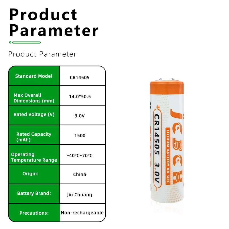 CR14505 smoke alarm, sensor, detector, livestock positioning ear tag, handheld thermometer, 3.0V Li-SOCl2 Battery