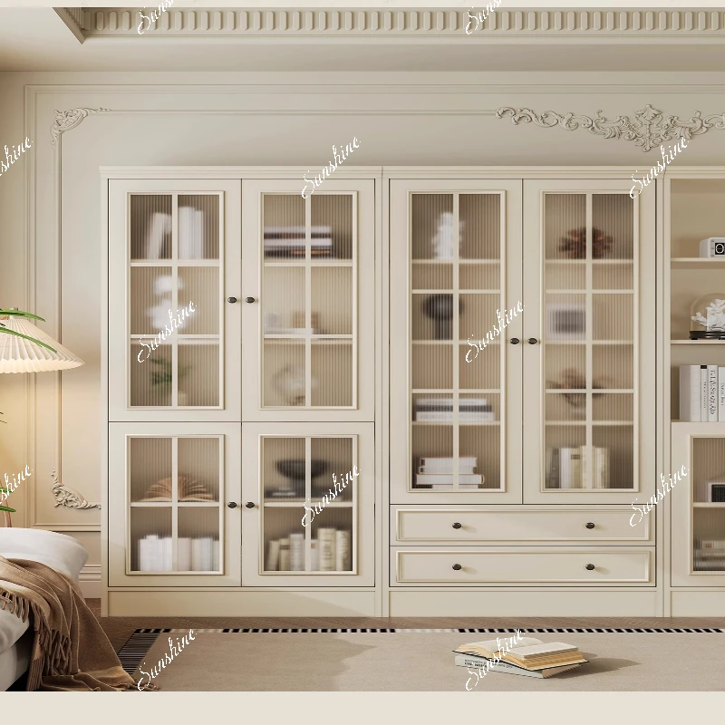 

American white solid wood bookcase simple floor-to-ceiling bookcase