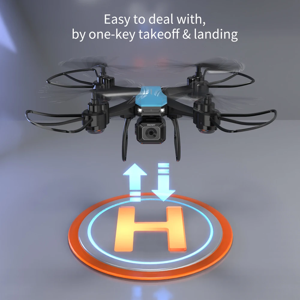 طائرة بدون طيار متقدمة JJRC لألعاب الأطفال ، مع لفة ، ومفتاح واحد ، والإقلاع والهبوط ، والطيران الدوار ، 4 دوران ، كاميرا مزدوجة 4K ، فيديو ، تصنعها بنفسك ، H108