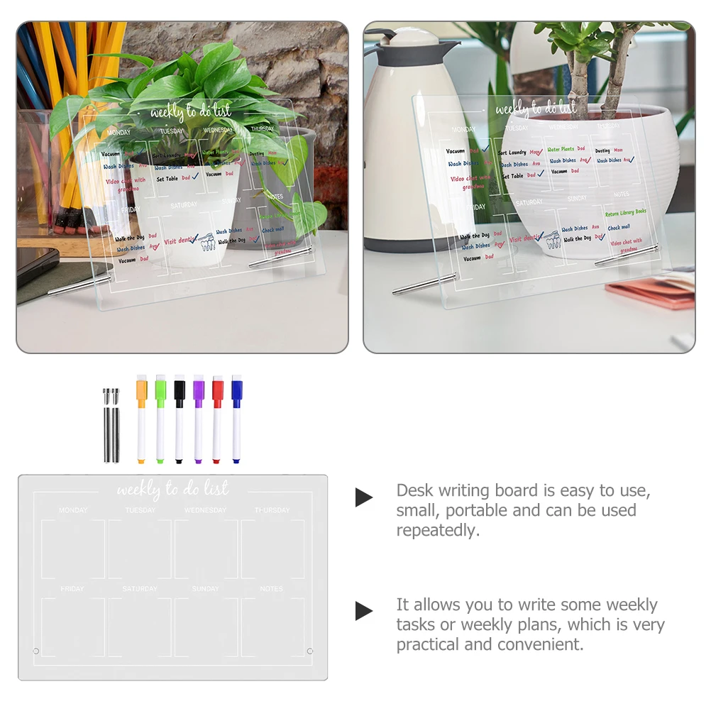 

DIY Acrylic Memo Board Set Dry Erase Weekly Planner Magnetic Desktop Fridge Tabletop Notes Writing Kit Decorative Gardening